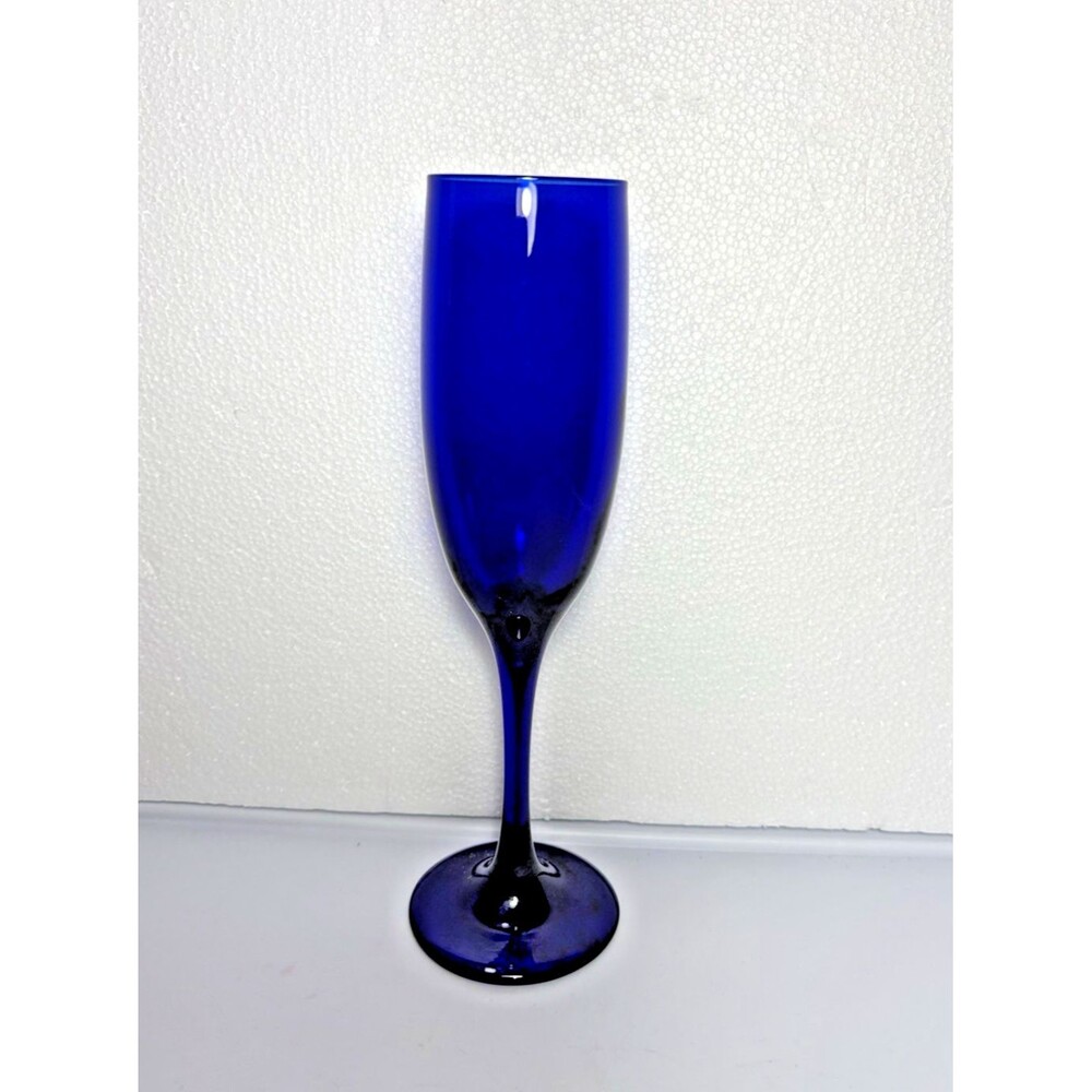 Vintage Cobalt Blue Stemware Handblown Wine Champagne Glass